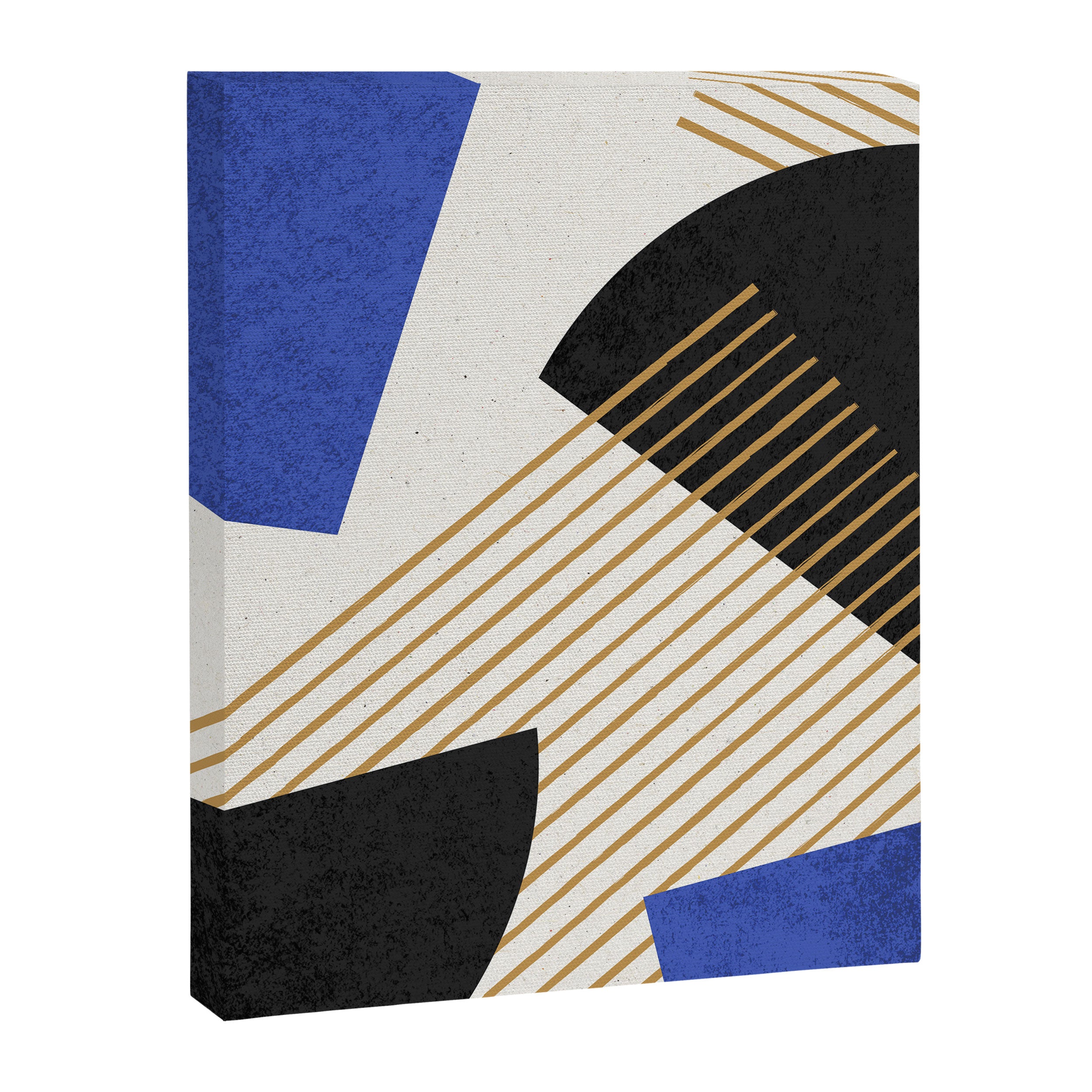 Stripes Circle Geometric Abstract Pattern 2 - Navy Blue Black Canvas Print Gallery Image 6