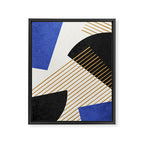 Stripes Circle Geometric Abstract Pattern 2 - Navy Blue Black Framed Canvas Print Gallery Image 6