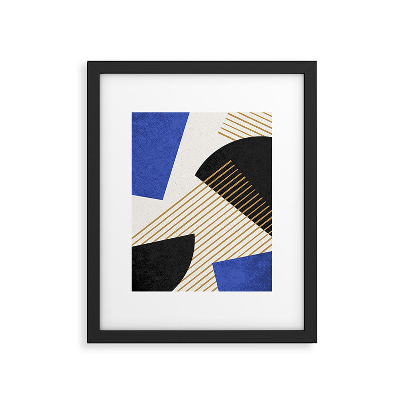 Stripes Circle Geometric Abstract Pattern 2 - Navy Blue Black Framed Art Print Gallery Image 5