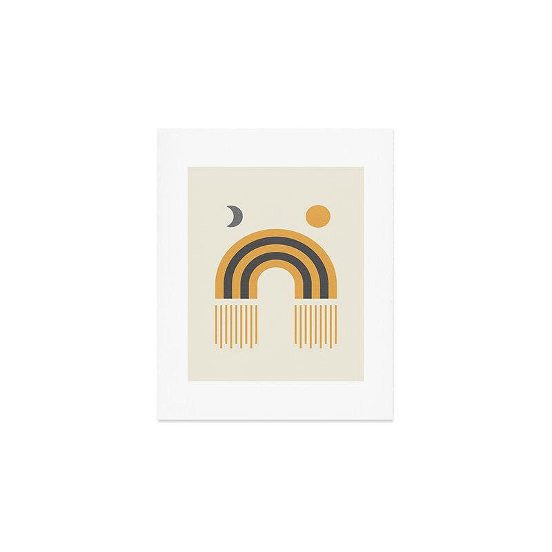 Sun and Moon Rainbow Midcentury style Art Print Gallery Image 1