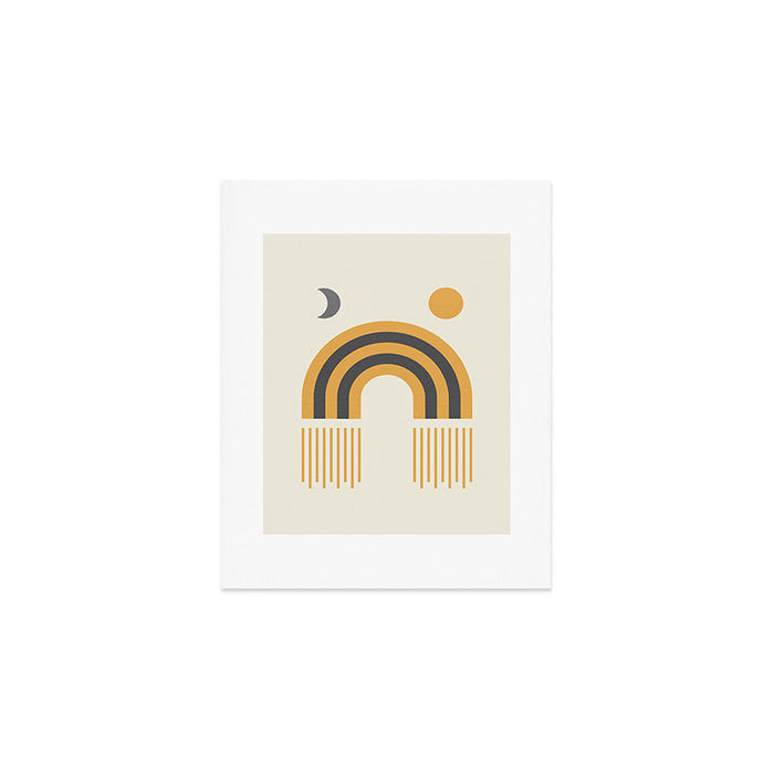 Sun and Moon Rainbow Midcentury style Art Print Gallery Image 1