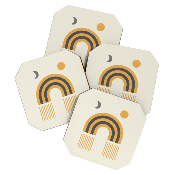Sun and Moon Rainbow Midcentury style Coaster Gallery Image 1