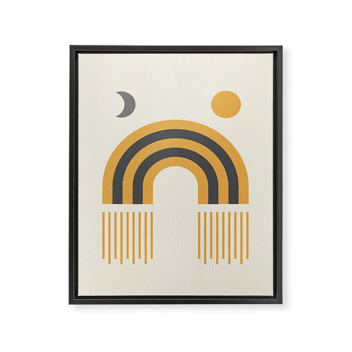 Sun and Moon Rainbow Midcentury style Framed Canvas Print Gallery Image 1