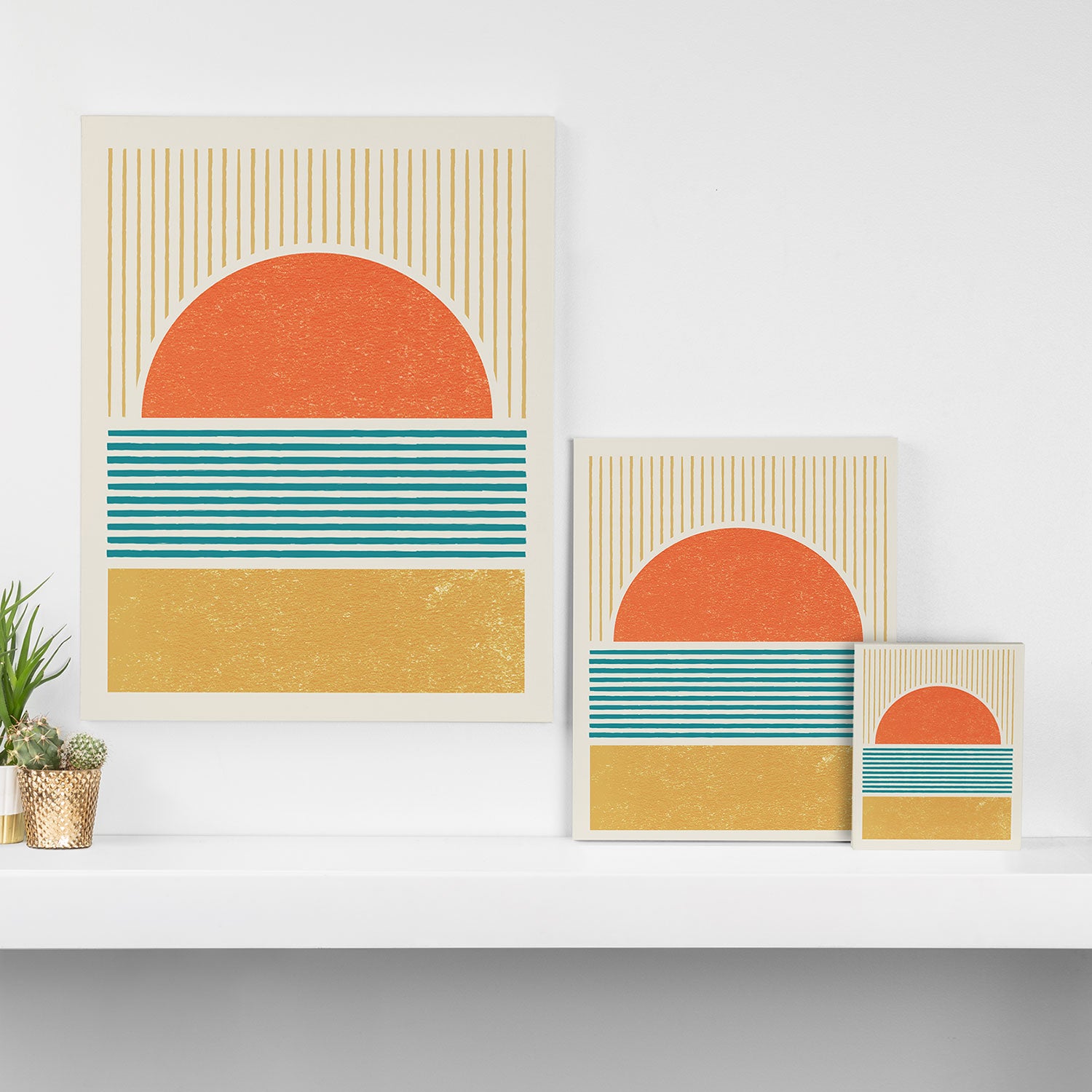 Sun Beach Stripes - Mid Century Modern Abstract Canvas Print Gallery Image 3