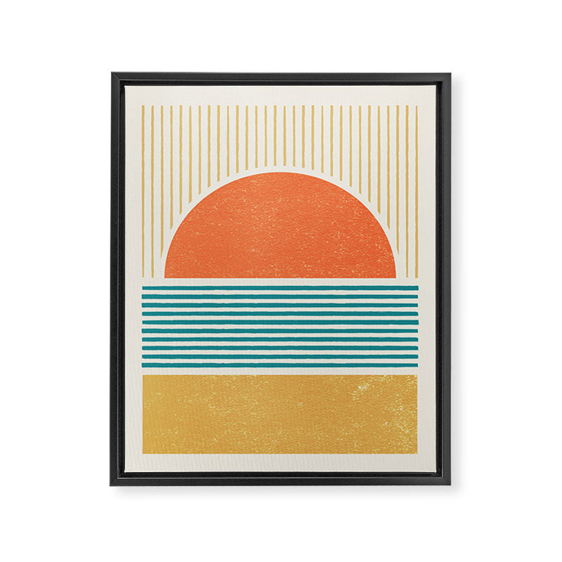 Sun Beach Stripes - Mid Century Modern Abstract Framed Canvas Print Gallery Image 6