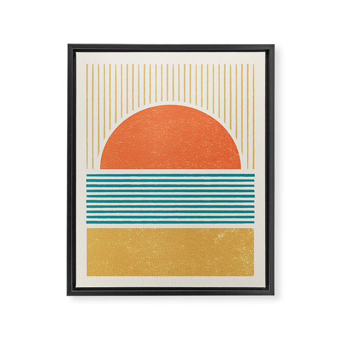 Sun Beach Stripes - Mid Century Modern Abstract Framed Canvas Print Gallery Image 1