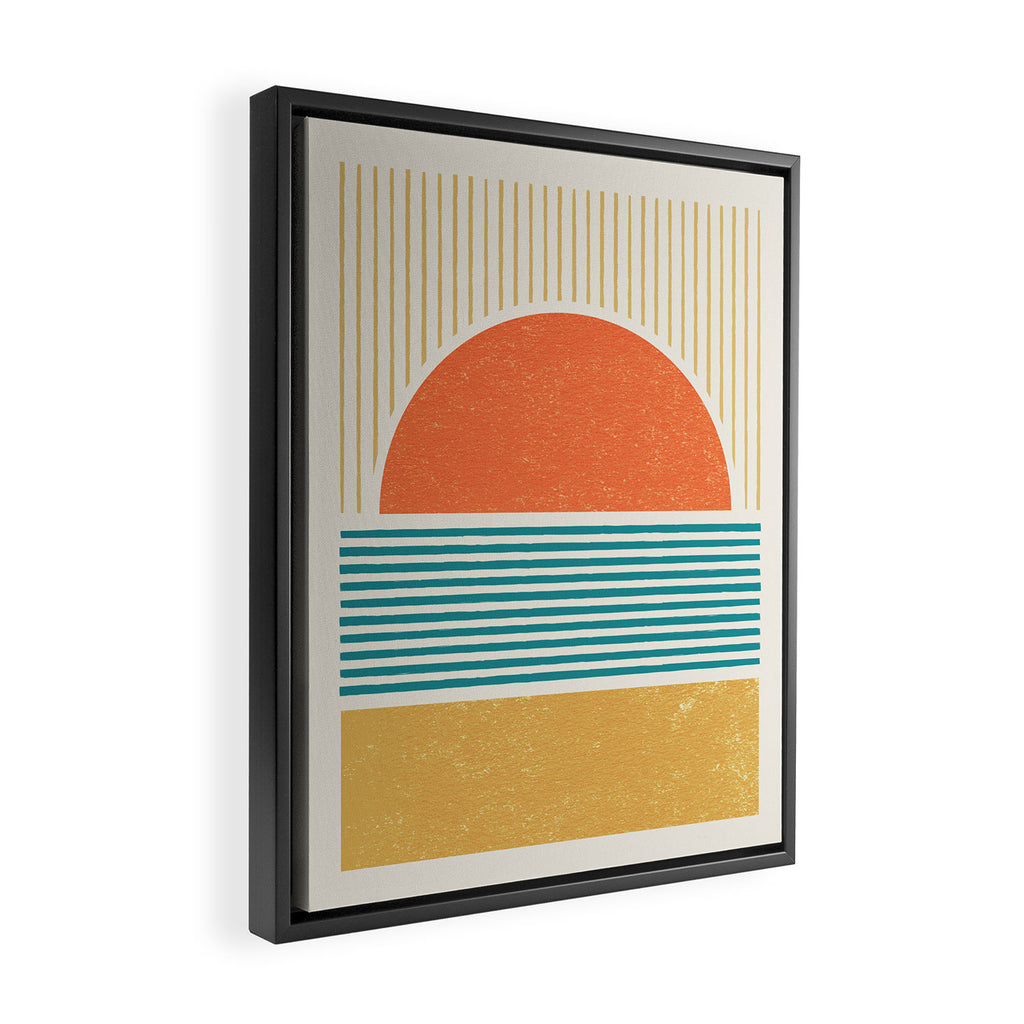 Sun Beach Stripes - Mid Century Modern Abstract Framed Canvas Print Gallery Image 2