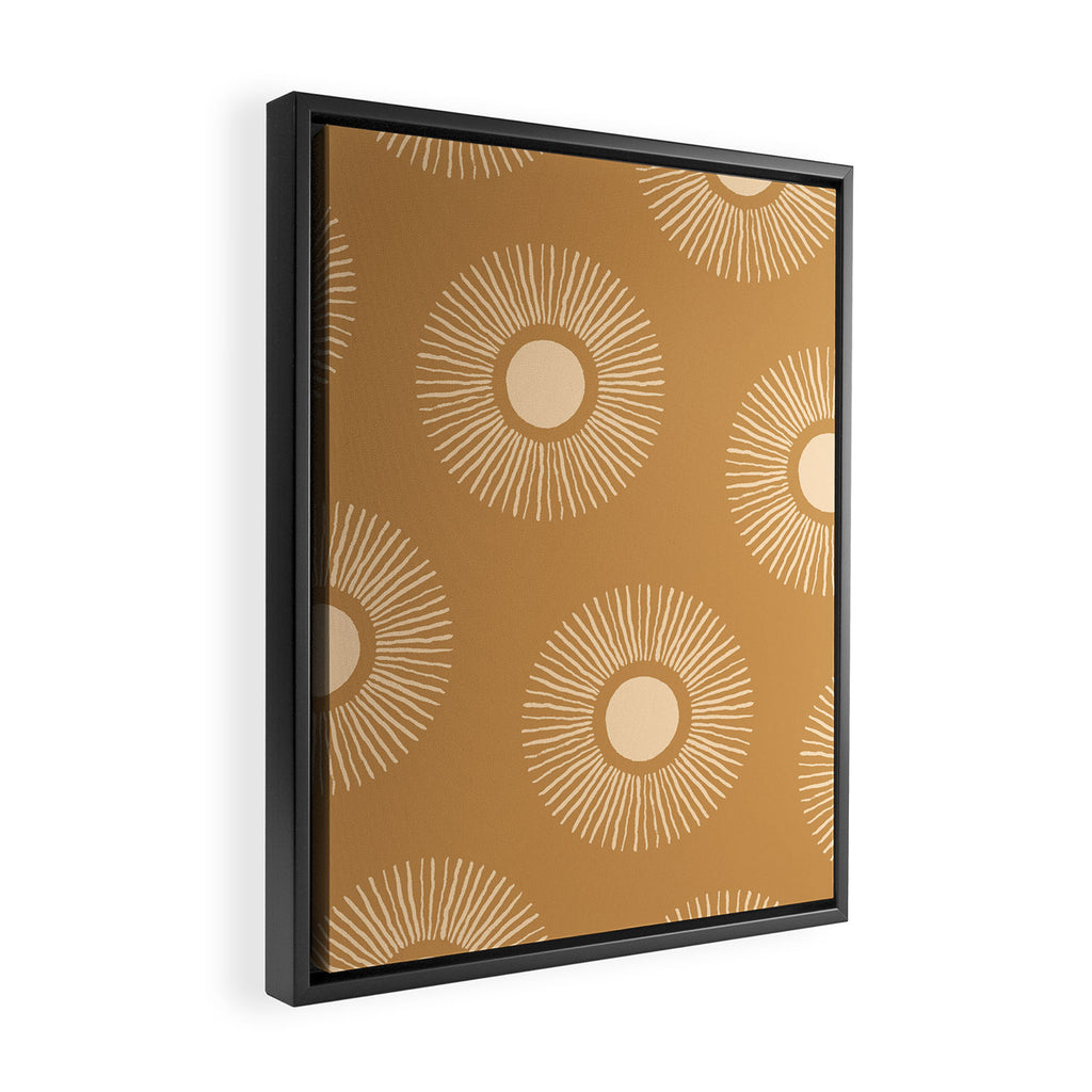 Sun Pattern - Amber Gold Framed Canvas Print Gallery Image 2