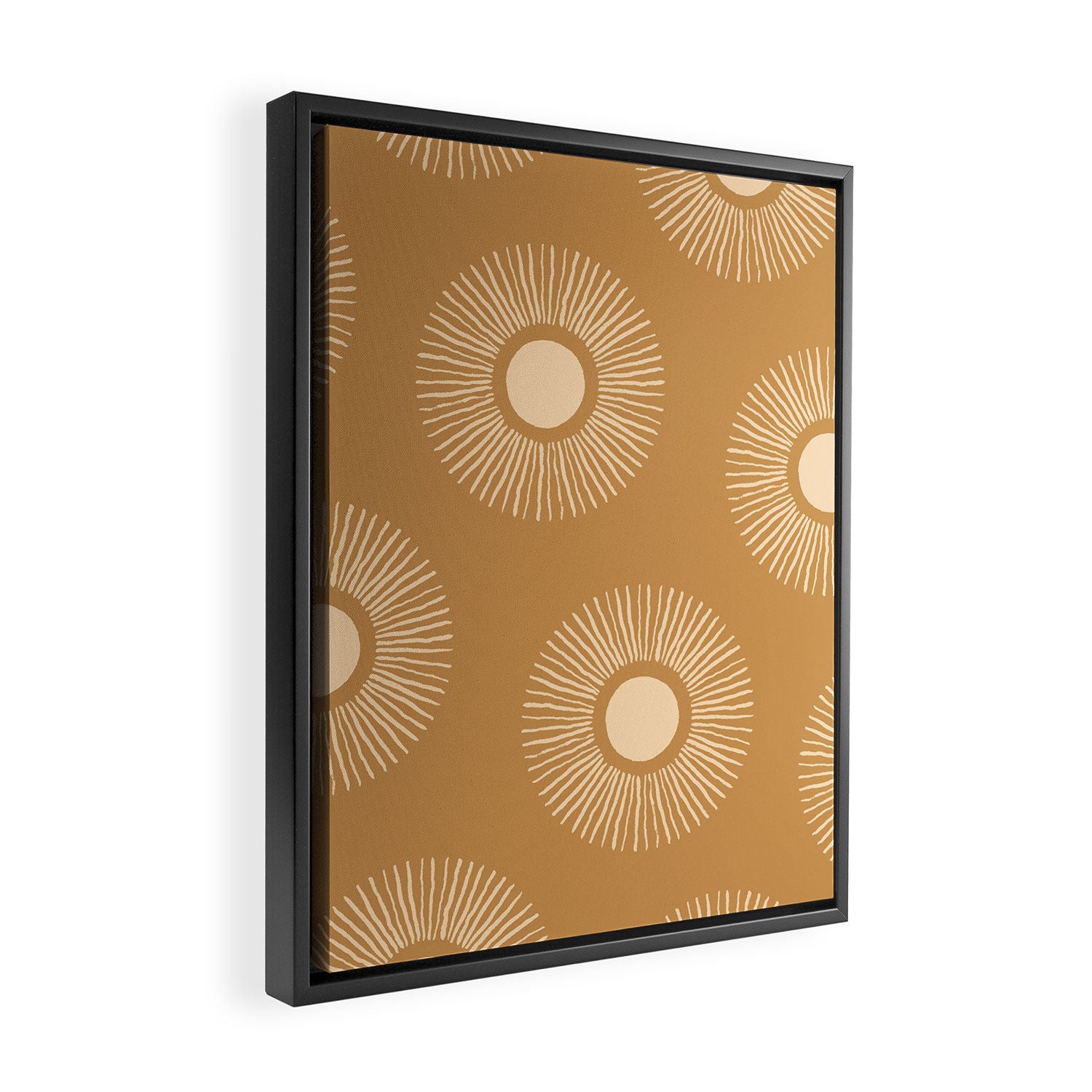 Sun Pattern - Amber Gold Framed Canvas Print Gallery Image 2