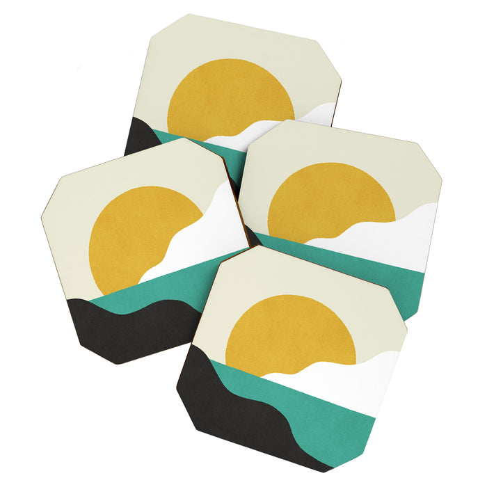 Sunny Island - Gold Green Coaster Gallery Image 1