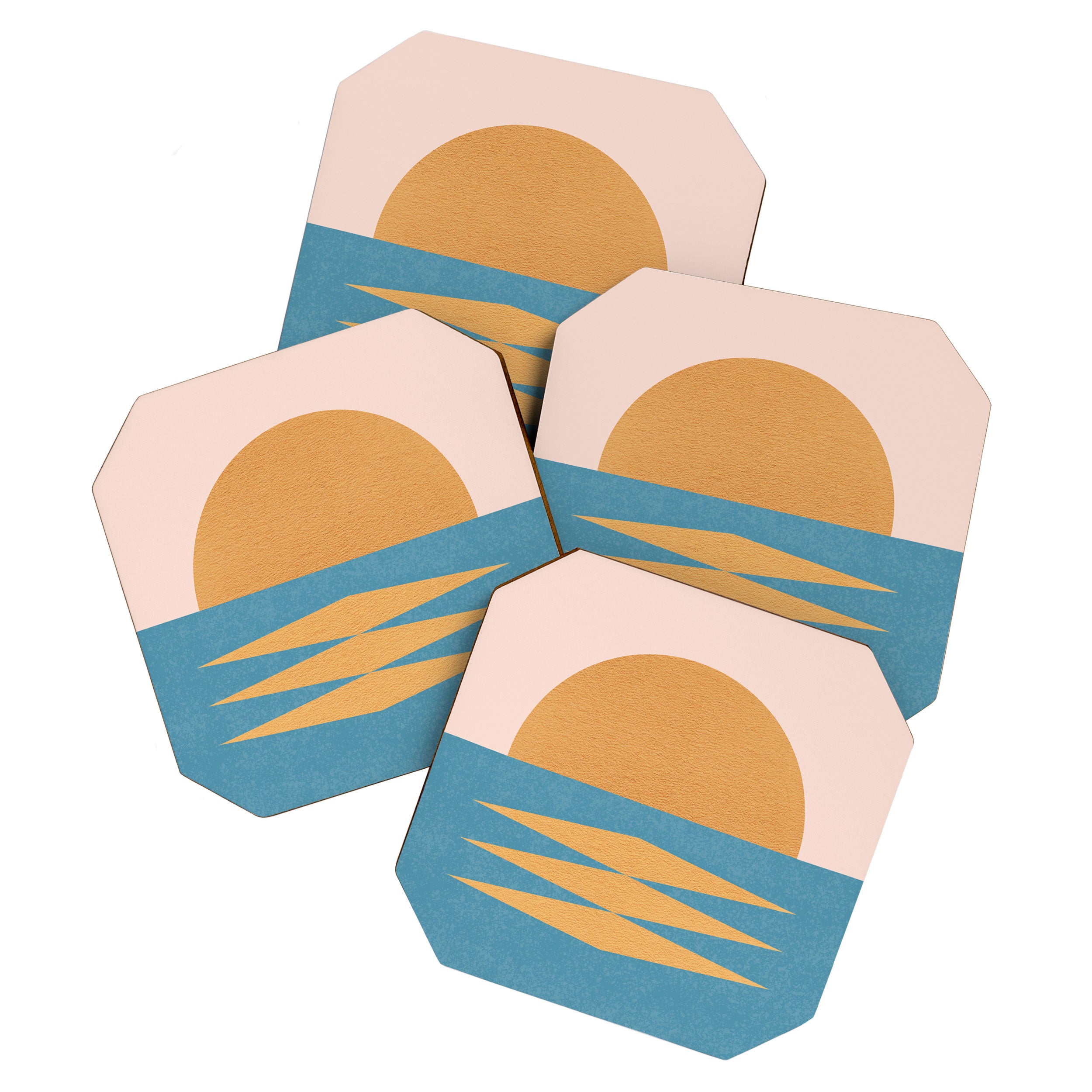 Sunrise Geometric - Midcentury Style Coaster Gallery Image 1