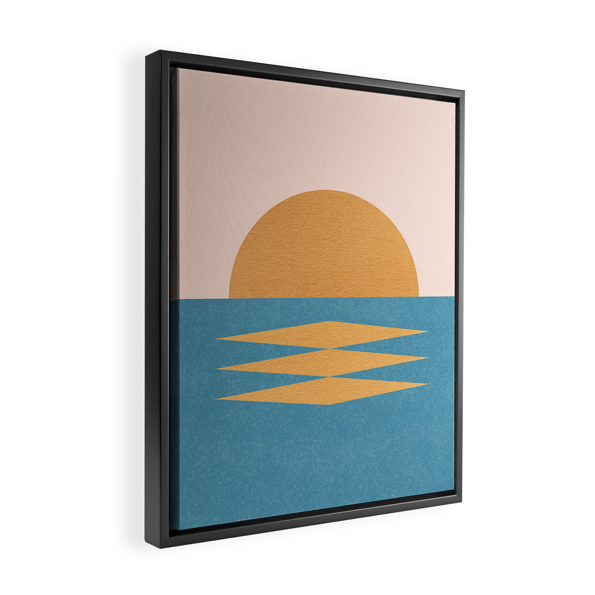 Sunrise Geometric - Midcentury Style Framed Canvas Print Gallery Image 2