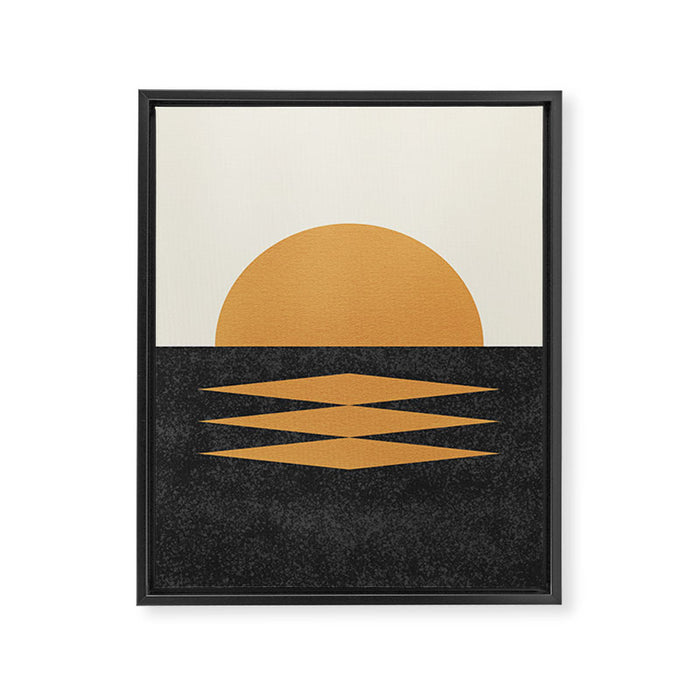 Sunset Geometric Midcentury style Framed Canvas Print Gallery Image 1