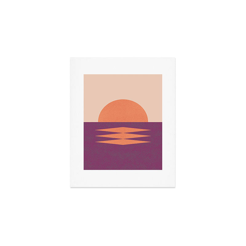 Sunset Geometric Pink Midcentury style Art Print Gallery Image 1