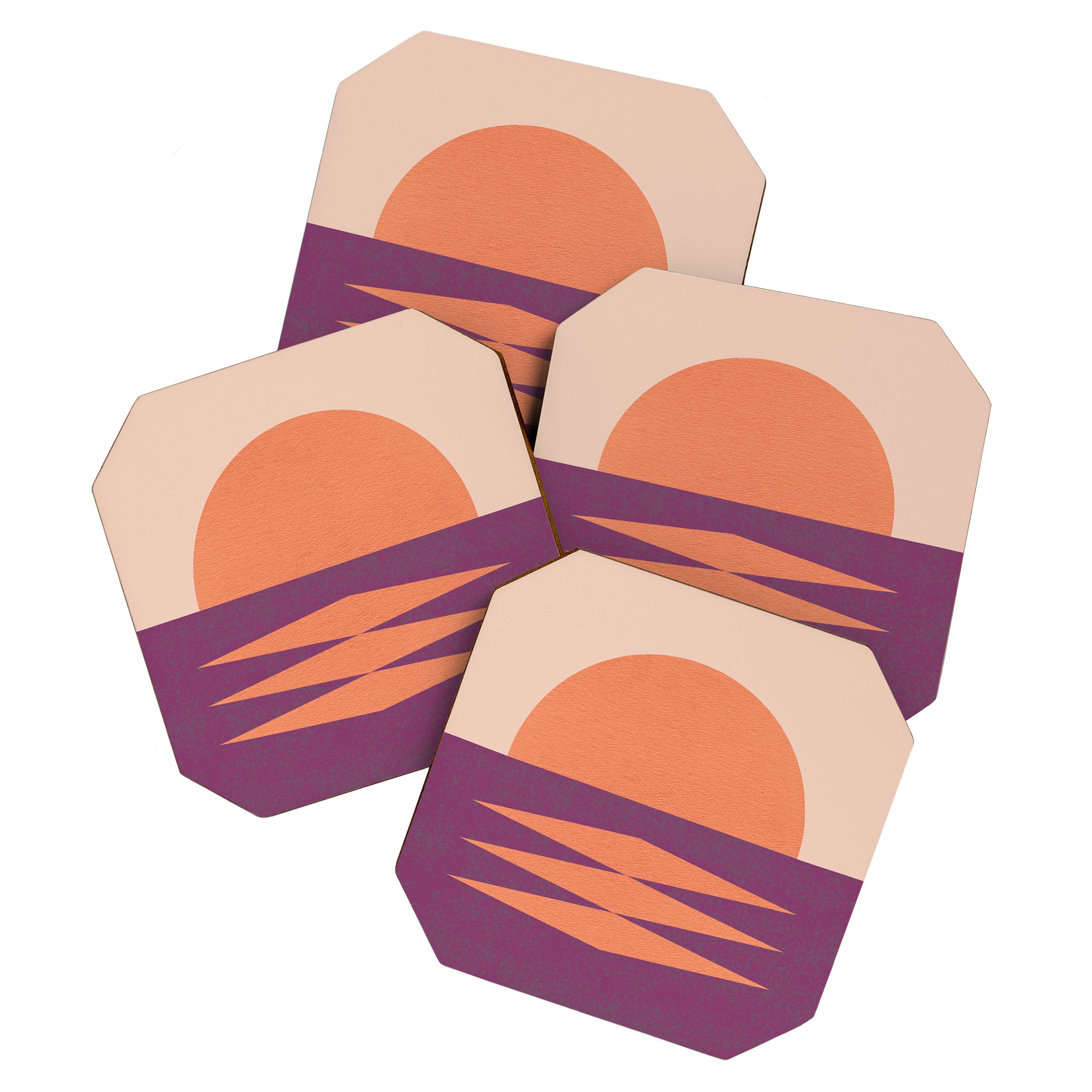 Sunset Geometric Pink Midcentury style Coaster Gallery Image 1