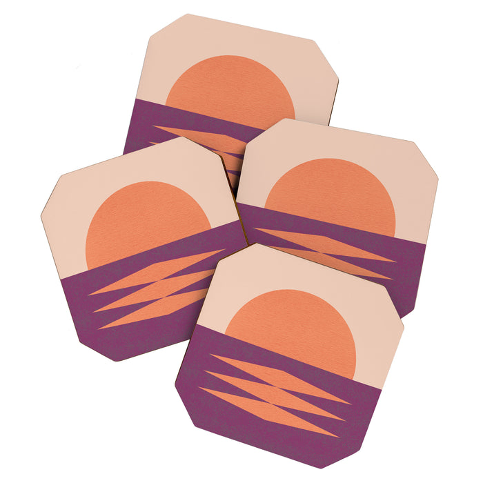 Sunset Geometric Pink Midcentury style Coaster Gallery Image 1