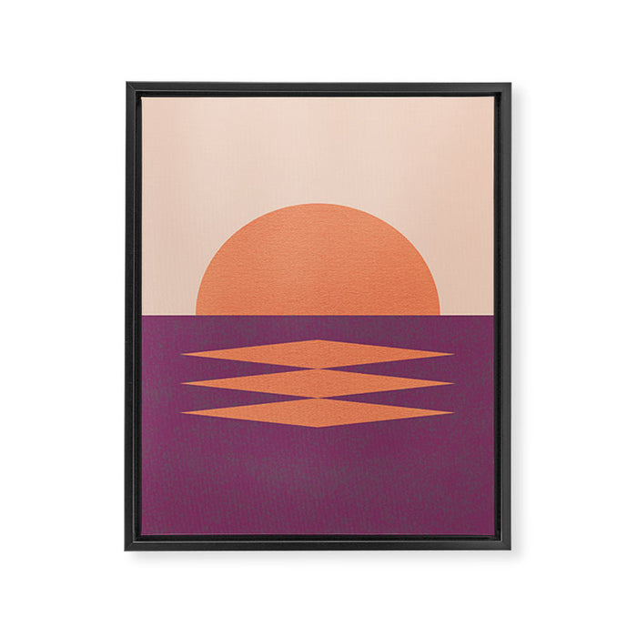 Sunset Geometric Pink Midcentury style Framed Canvas Print Gallery Image 1