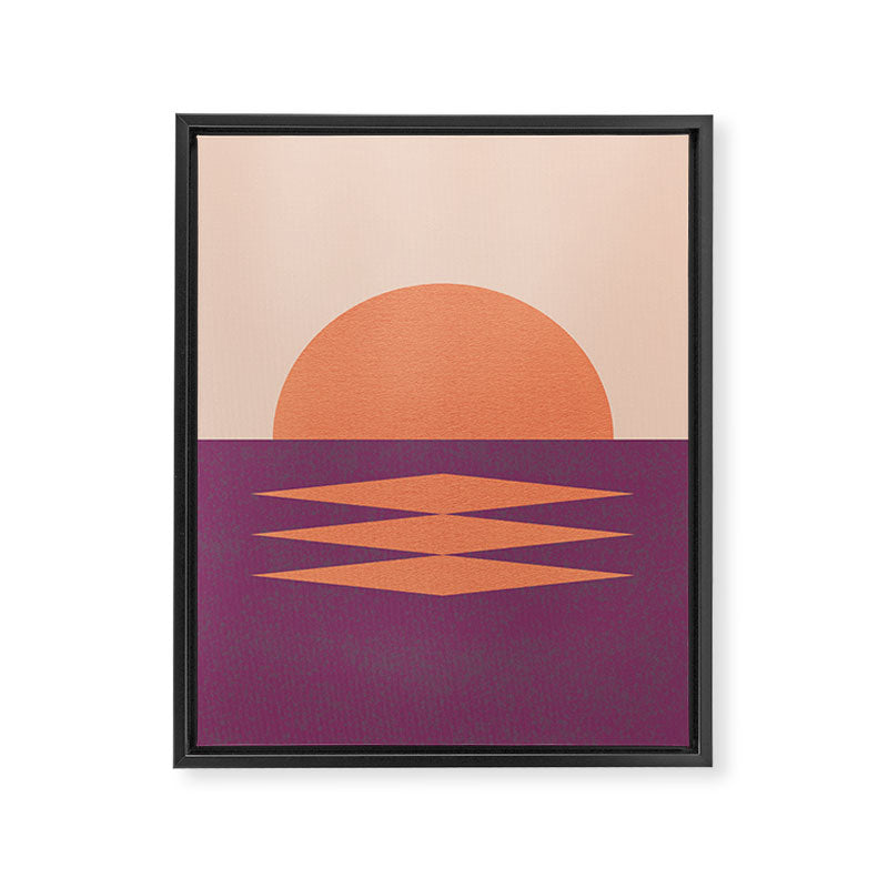 Sunset Geometric Pink Midcentury style Framed Canvas Print Gallery Image 6