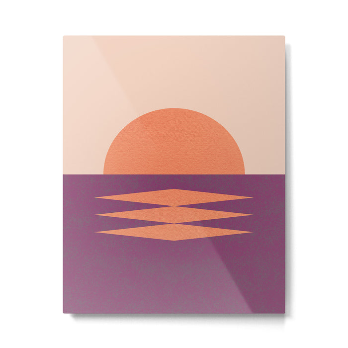 Sunset Geometric Pink Midcentury style Metal Print Gallery Image 1