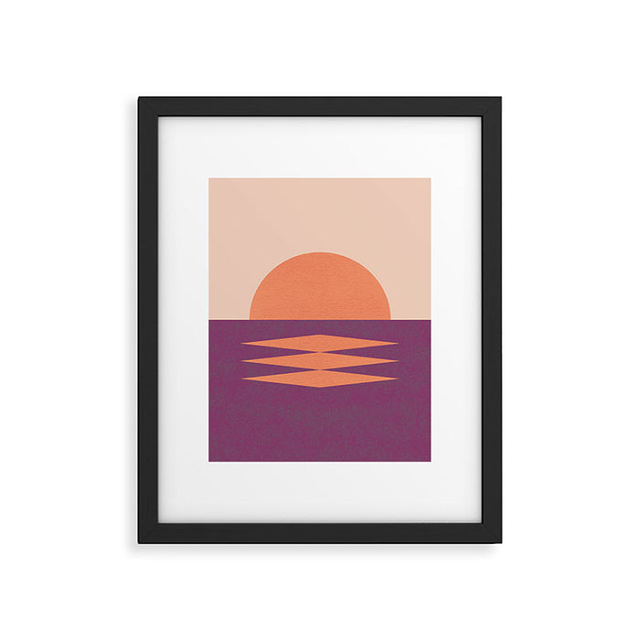 Sunset Geometric Pink Midcentury style Framed Art Print Gallery Image 1