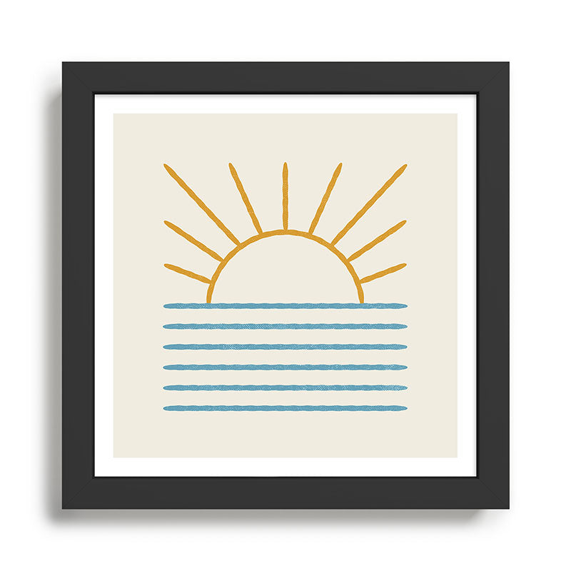 Sunset Lines - Gold Blue Framed Art Print Gallery Image 1