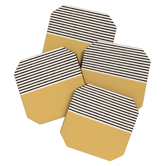 Texture - Black Stripes Gold Coaster Gallery Image 1