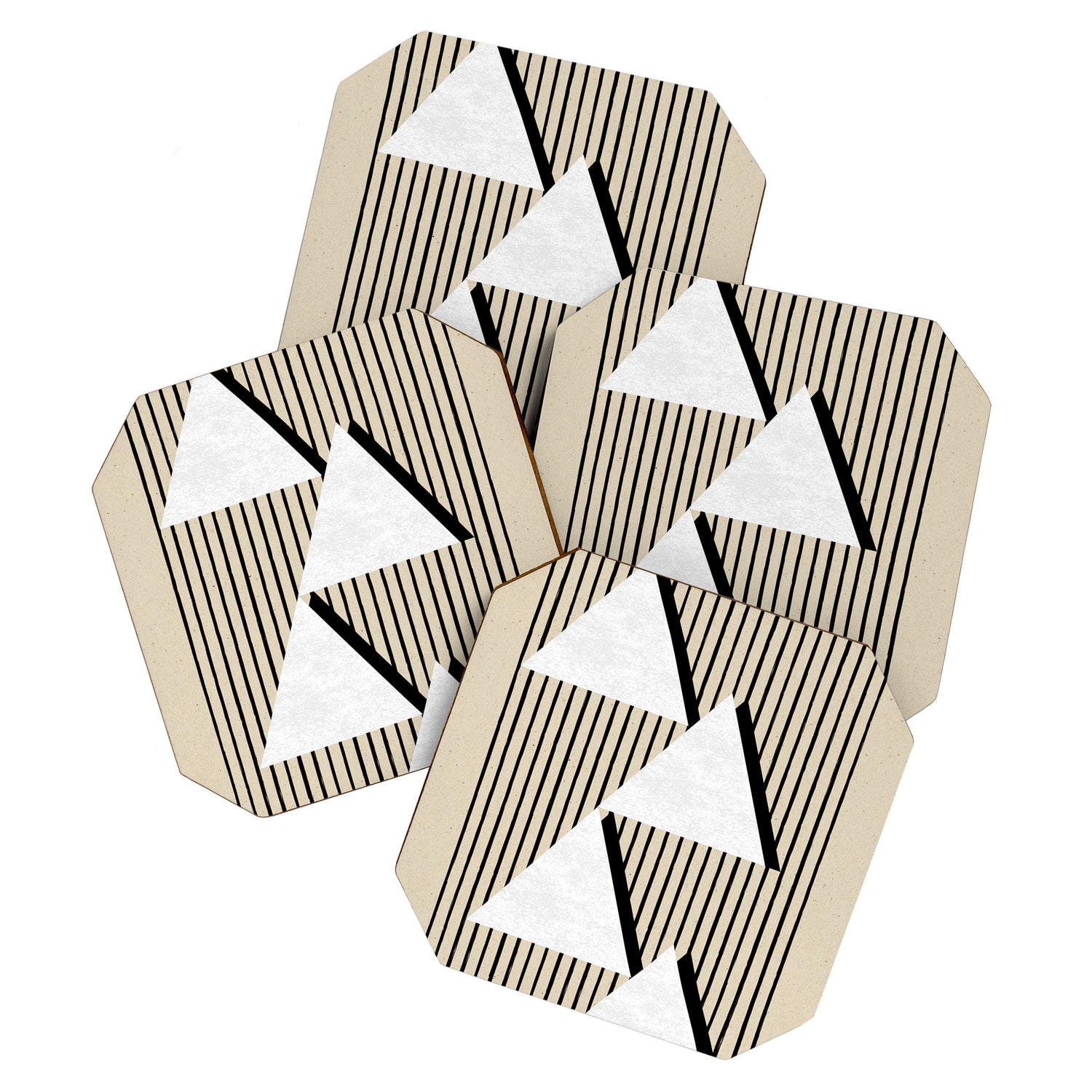 Triangle black and white Stripes Coaster Gallery Image 1