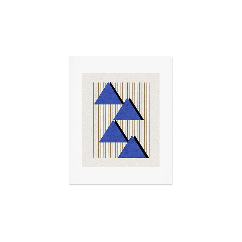 Triangles Navy Blue Stripes Art Print Gallery Image 1