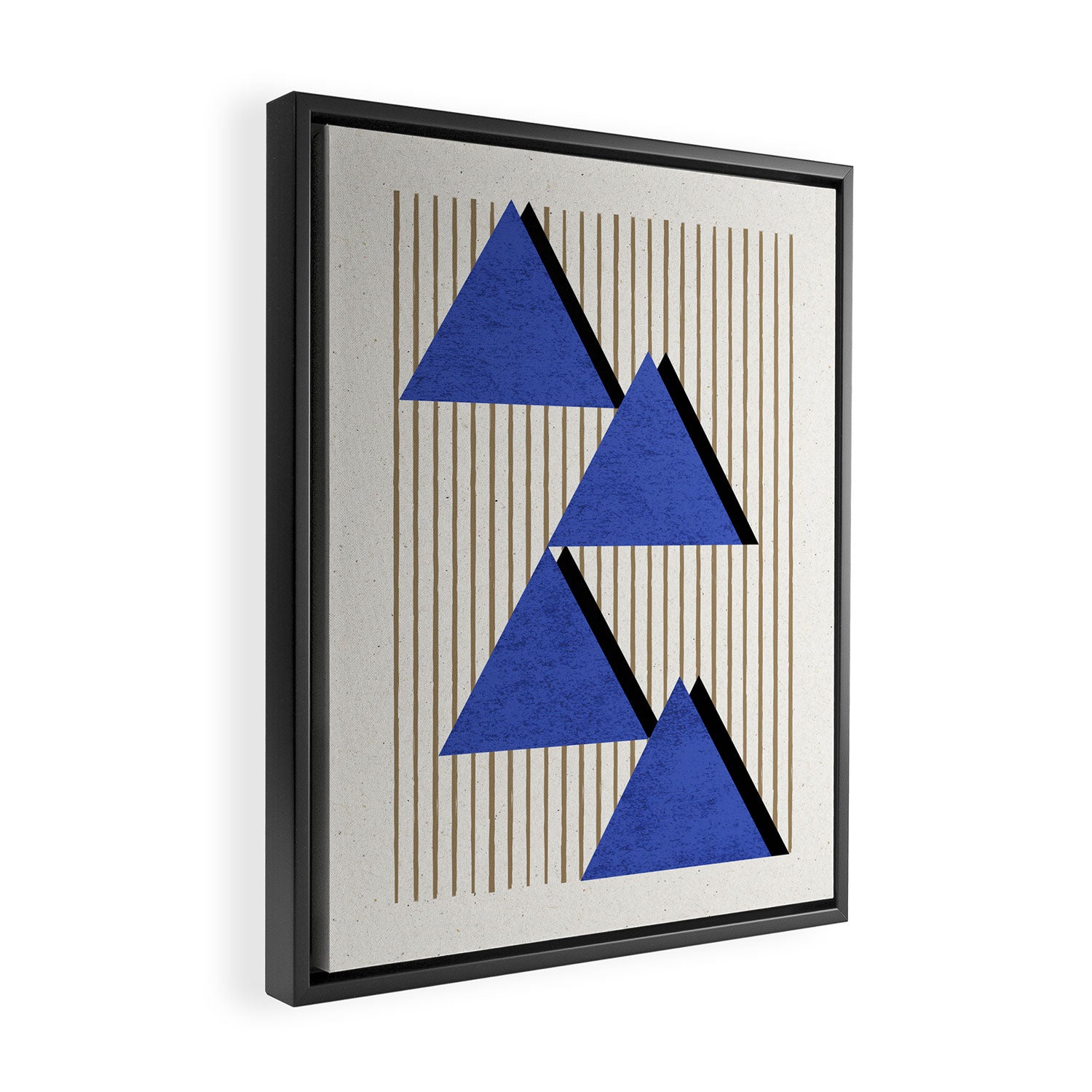 Triangles Navy Blue Stripes Framed Canvas Print Gallery Image 2