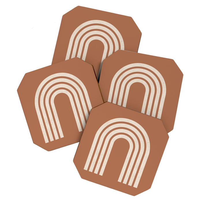 Woodblock arch terracotta Coaster Gallery Image 1