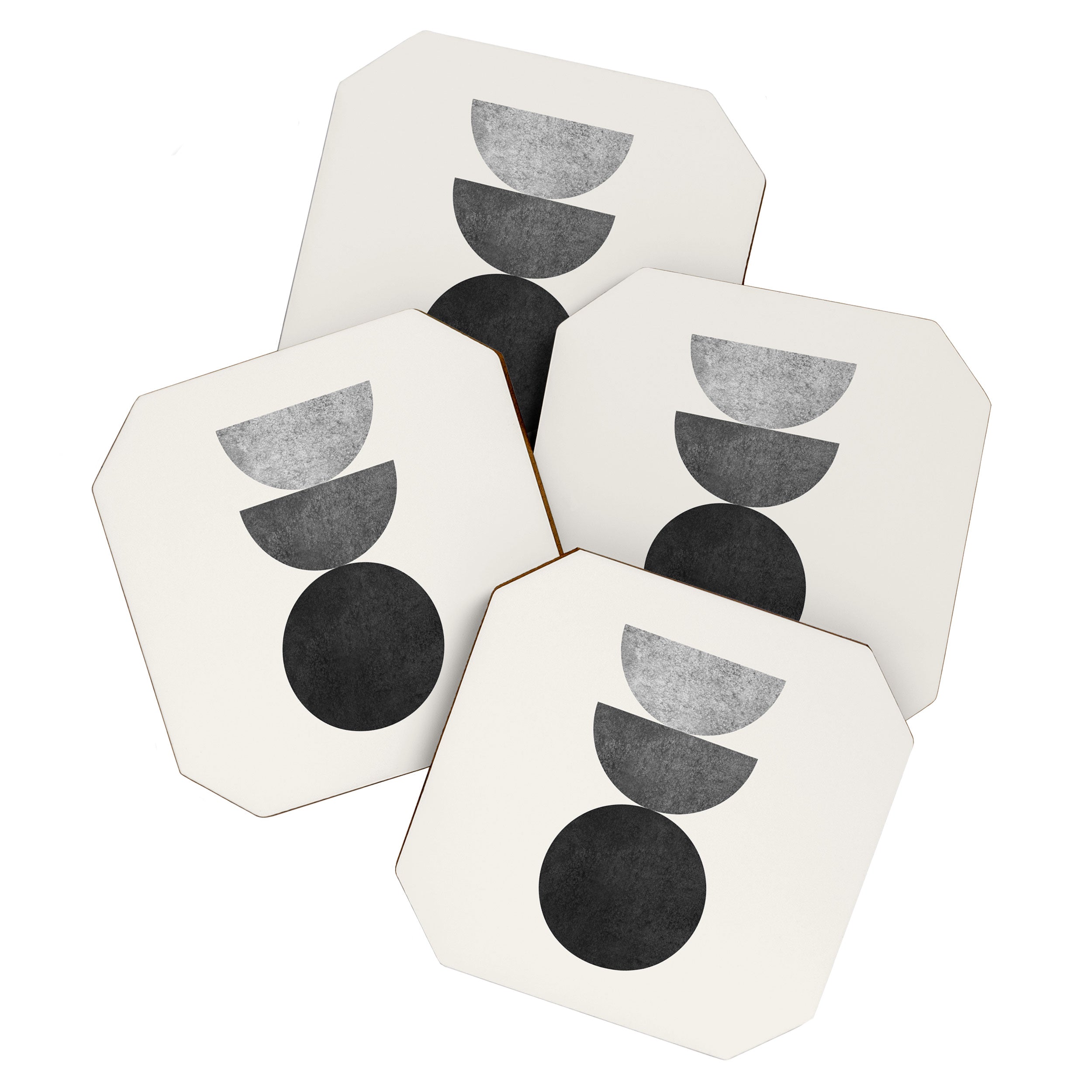 Woodblock black and white Mid century modern Coaster Gallery Image 1