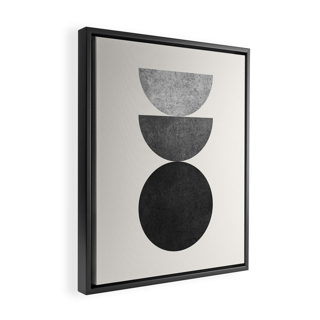 Woodblock black and white Mid century modern Framed Canvas Print Gallery Image 2