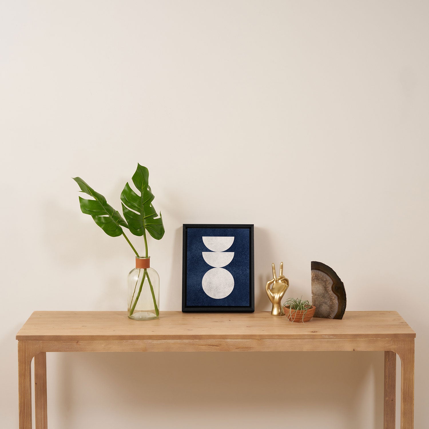 Woodblock navy 2 Mid century modern Framed Canvas Print Gallery Image 4