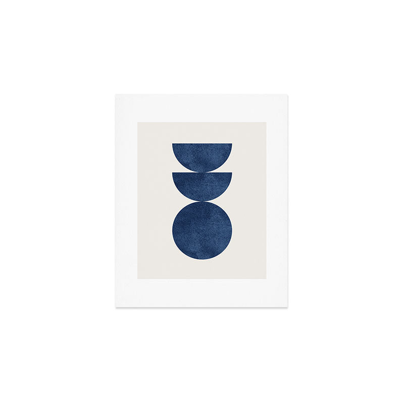 Woodblock navy blue Mid century modern Art Print Gallery Image 1