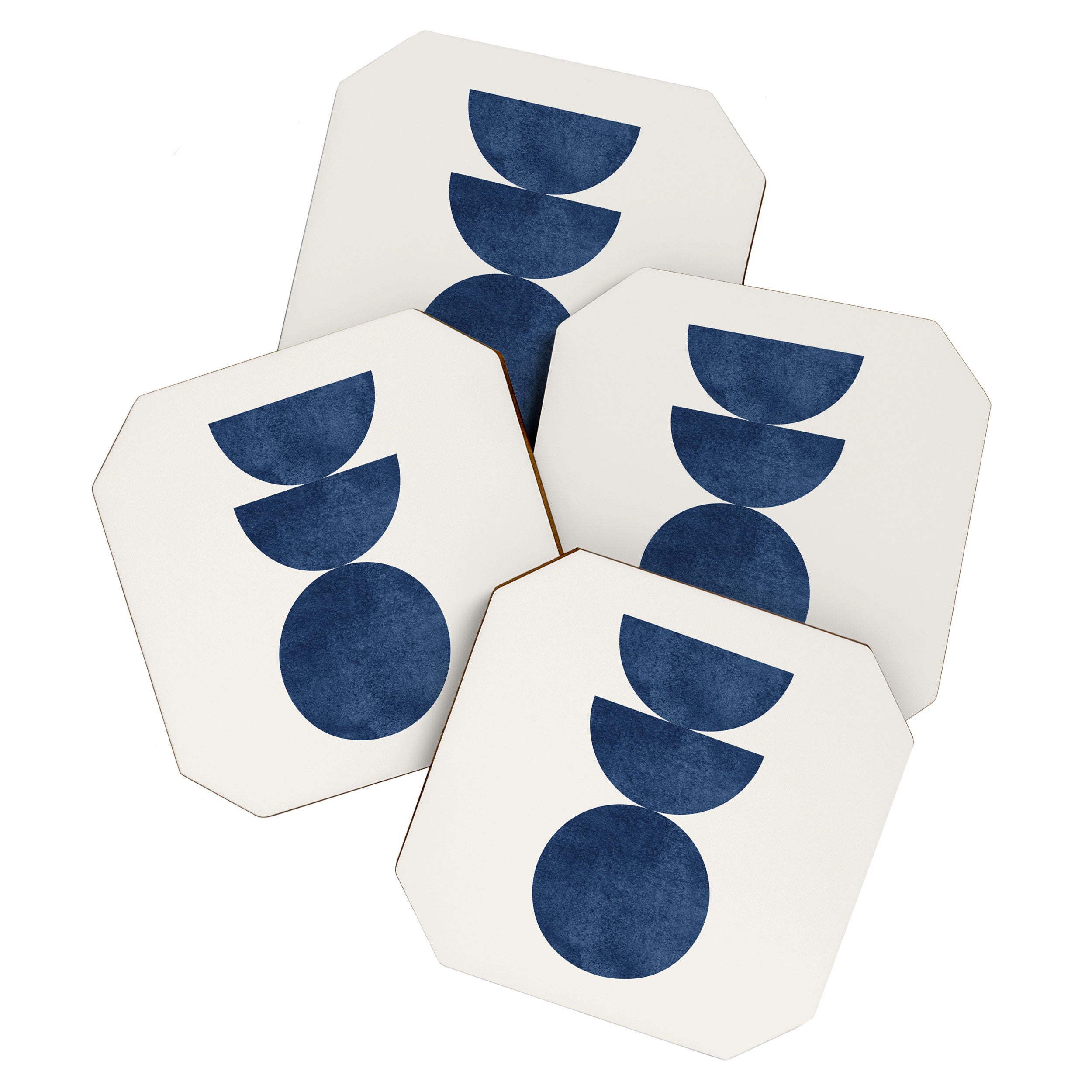 Woodblock navy blue Mid century modern Coaster Gallery Image 1