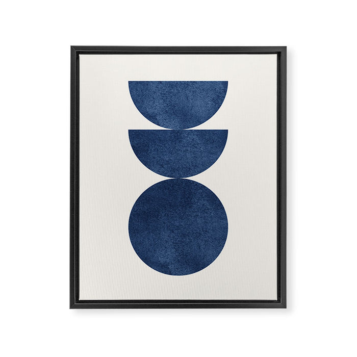Woodblock navy blue Mid century modern Framed Canvas Print Gallery Image 1