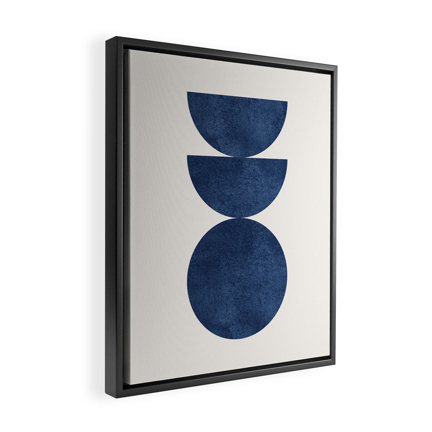 Woodblock navy blue Mid century modern Framed Canvas Print Gallery Image 2