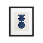 Woodblock navy blue Mid century modern Framed Art Print Gallery Image 4