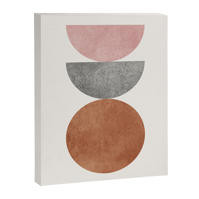 Woodblock Pink Brown Mid century modern Canvas Print Gallery Image 1
