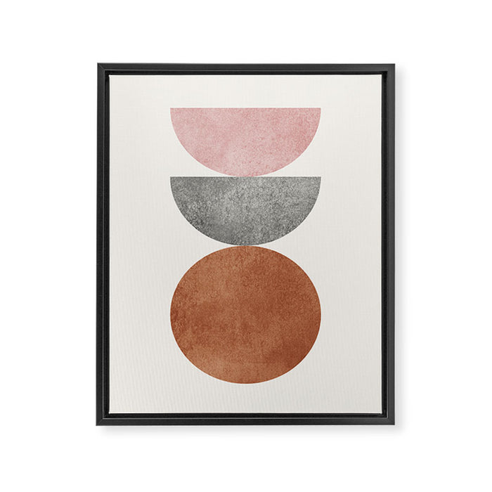 Woodblock Pink Brown Mid century modern Framed Canvas Print Gallery Image 1