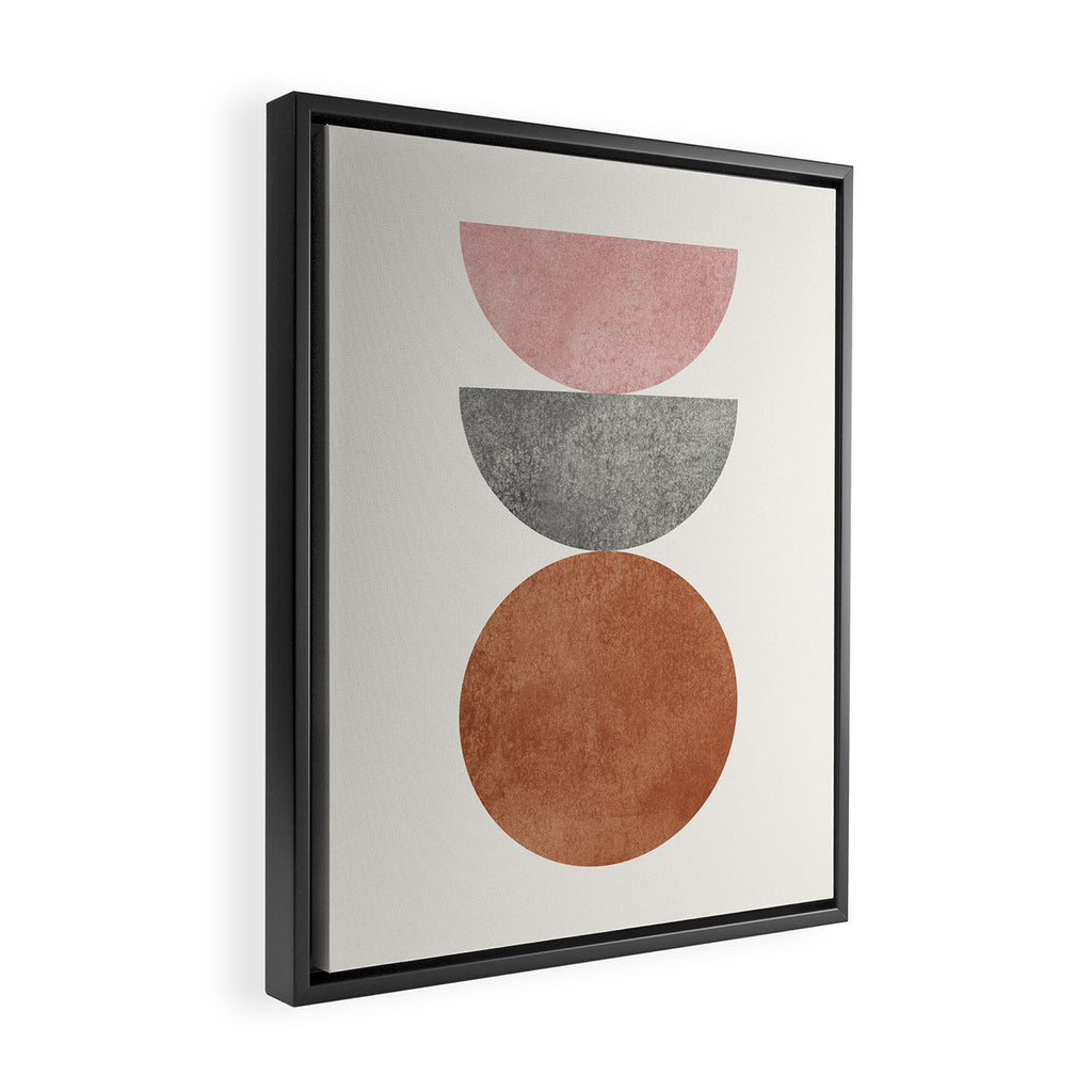 Woodblock Pink Brown Mid century modern Framed Canvas Print Gallery Image 2