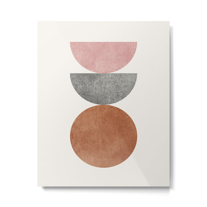 Woodblock Pink Brown Mid century modern Metal Print Gallery Image 1