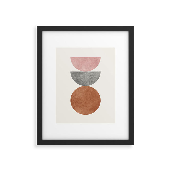 Woodblock Pink Brown Mid century modern Framed Art Print Gallery Image 1