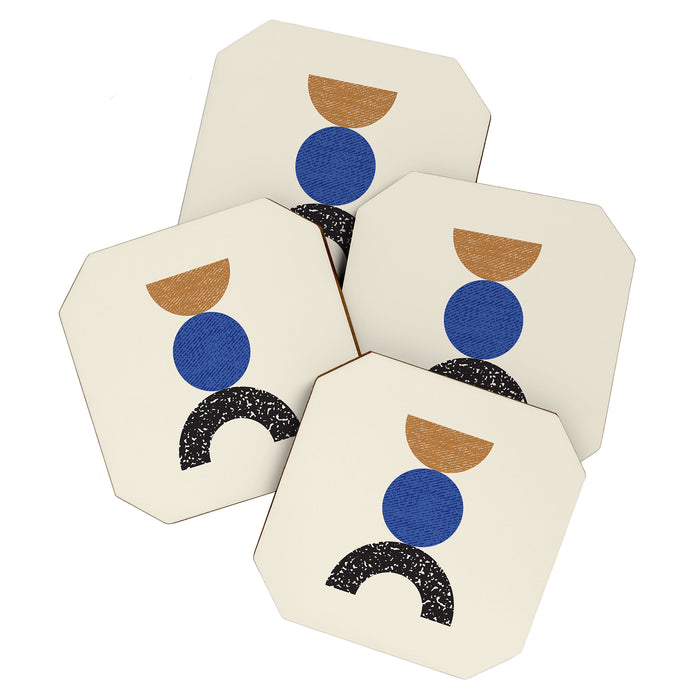 Woodblocks - Brown Blue Coaster Gallery Image 1