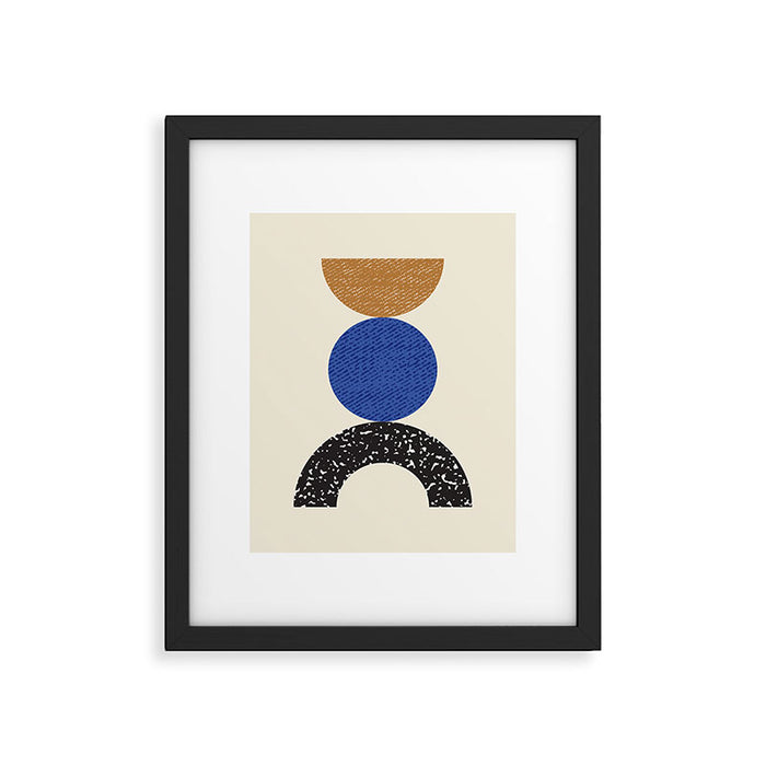 Woodblocks - Brown Blue Framed Art Print Gallery Image 1