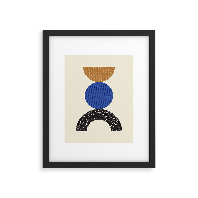 Woodblocks - Brown Blue Framed Art Print Gallery Image 5