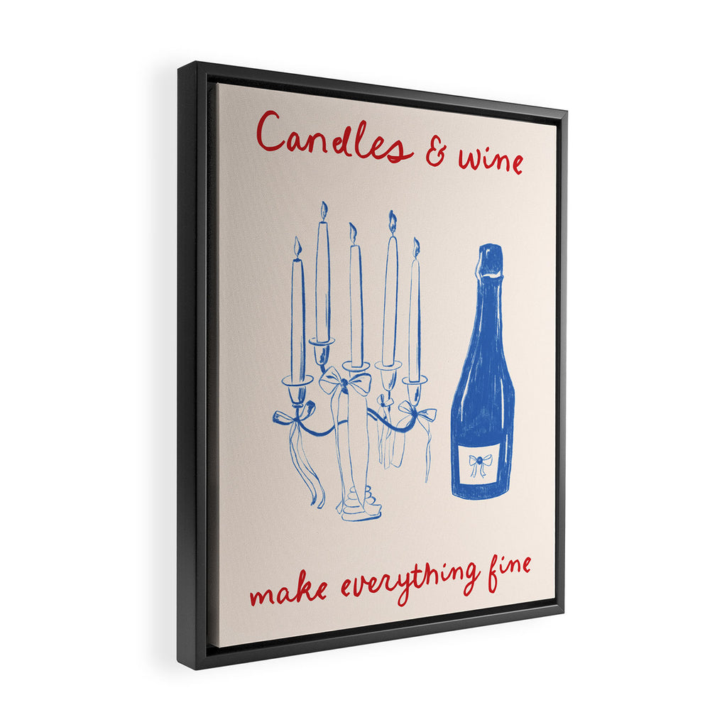 Candles And Wine Print Framed Canvas Print Gallery Image 2
