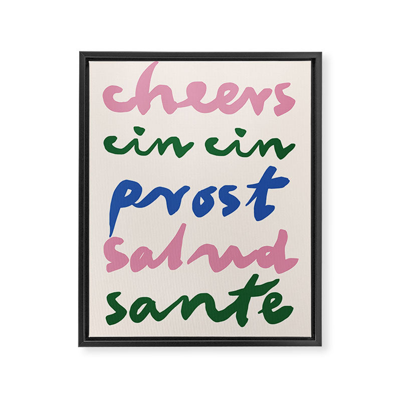 Cheers Languages Kitchen Print Framed Canvas Print Gallery Image 6