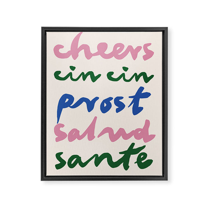 Cheers Languages Kitchen Print Framed Canvas Print Gallery Image 1