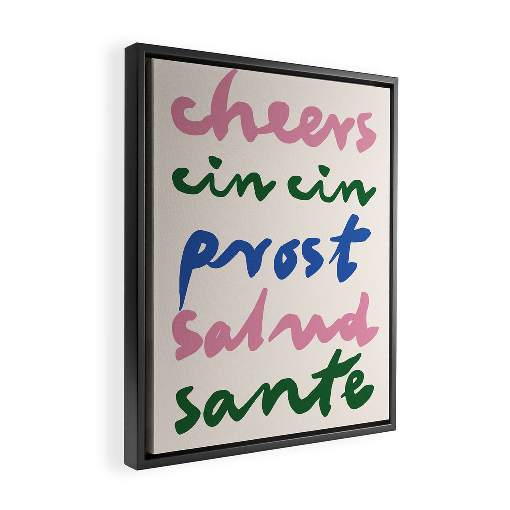 Cheers Languages Kitchen Print Framed Canvas Print Gallery Image 2